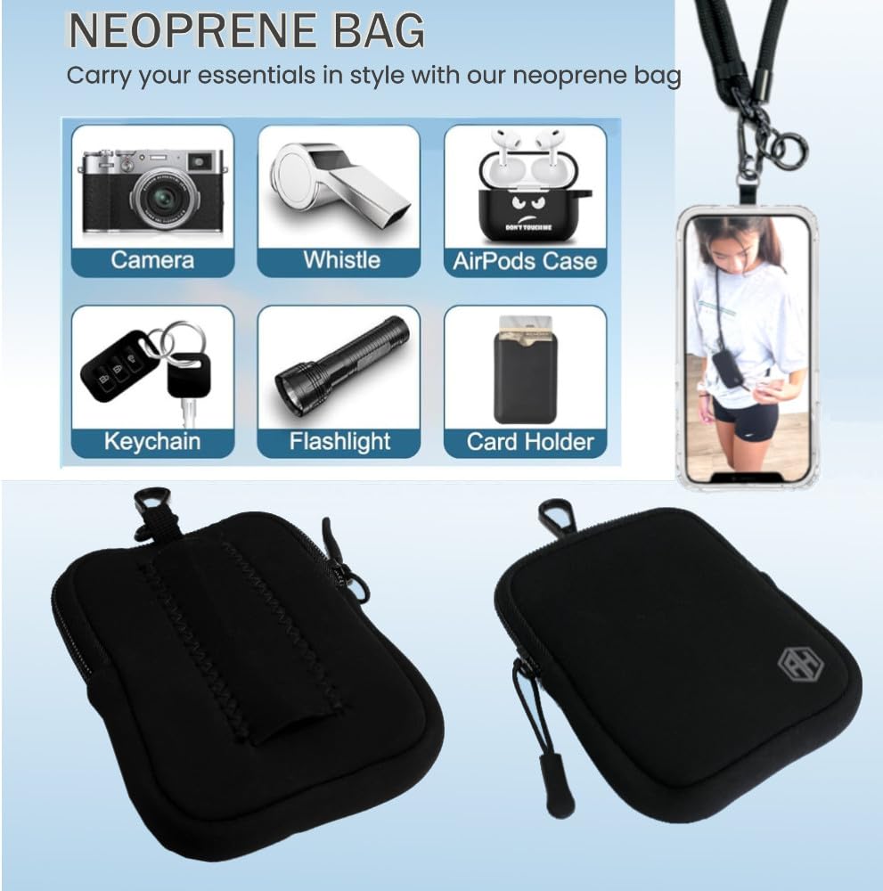 AH Phone Lanyard Crossbody with 2 Phone Tabs, Adjustable Anti Theft Phone Strap for All Phones, Metal Buckles, Skin-Friendly, Universal Cell Phone