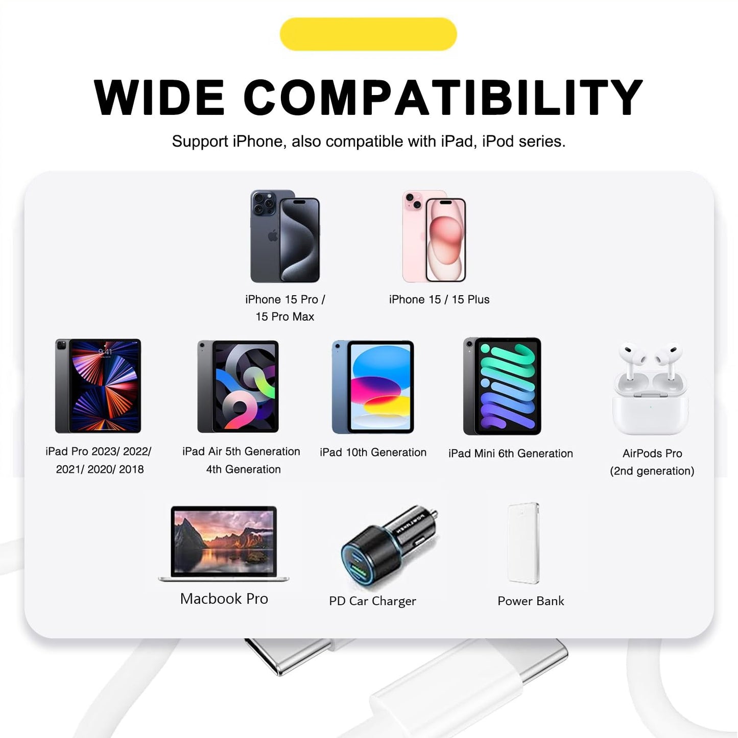 Car Carplay USB a to USB C Cable for iPhone 16E 16 iPhone 15 Pro Max Car Charger iPhone 16E 15 Chargers, iPhone 15 Carplay Cable i Phone 15 Pro Plus