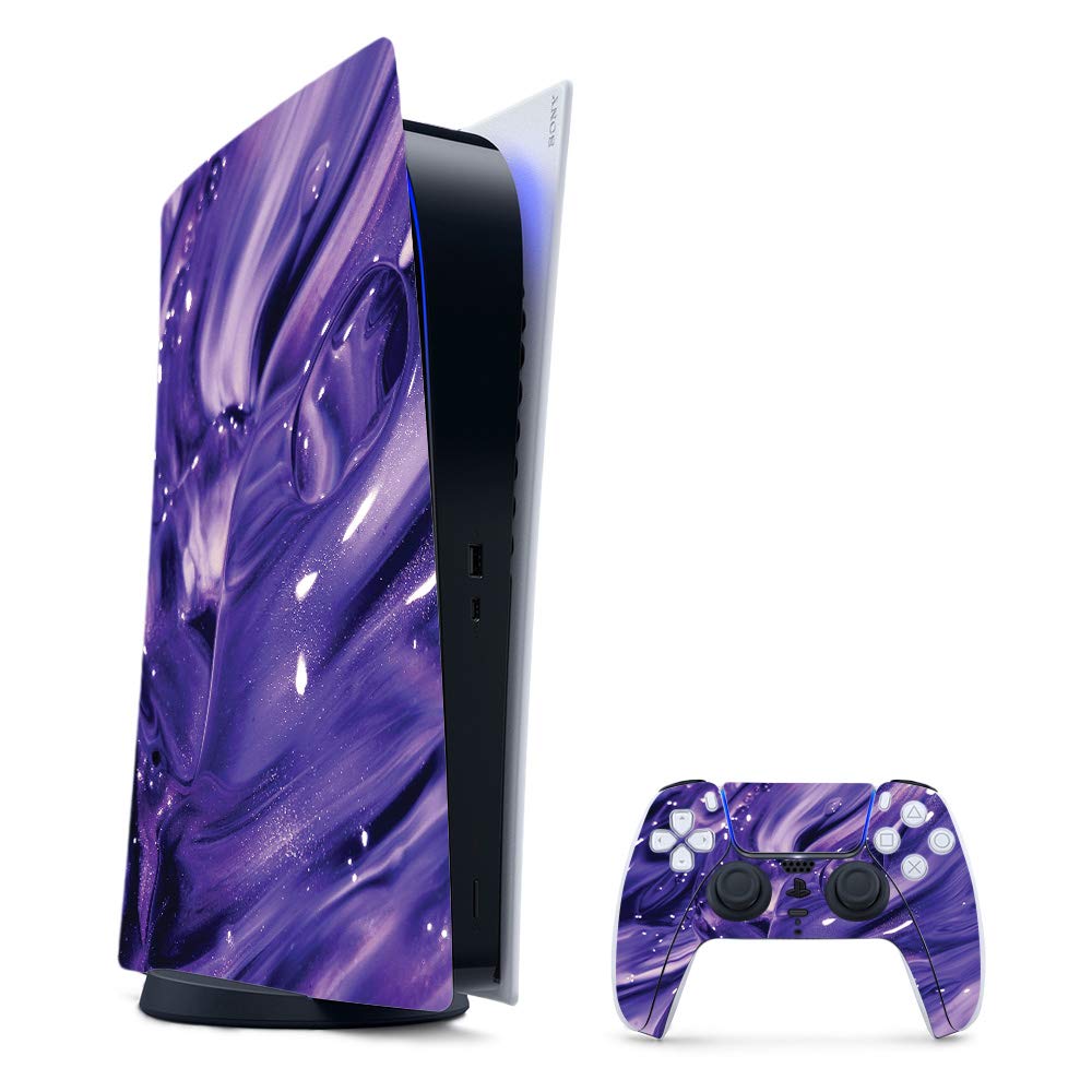 MightySkins Gaming Skin for PS5 / PlayStation 5 Digital Edition Bundle - Purple Wash | Protective Viny wrap | Easy to Apply and Change Style | Made in