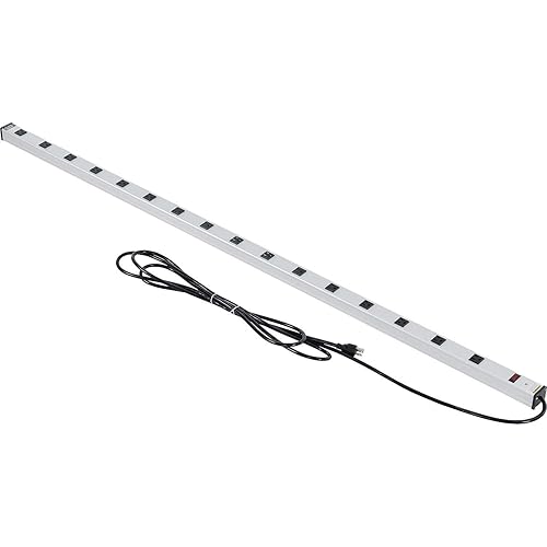 Global Industrial 72" 16 Outlet Aluminum Power Strip with 15-ft Cord ETL/cETL
