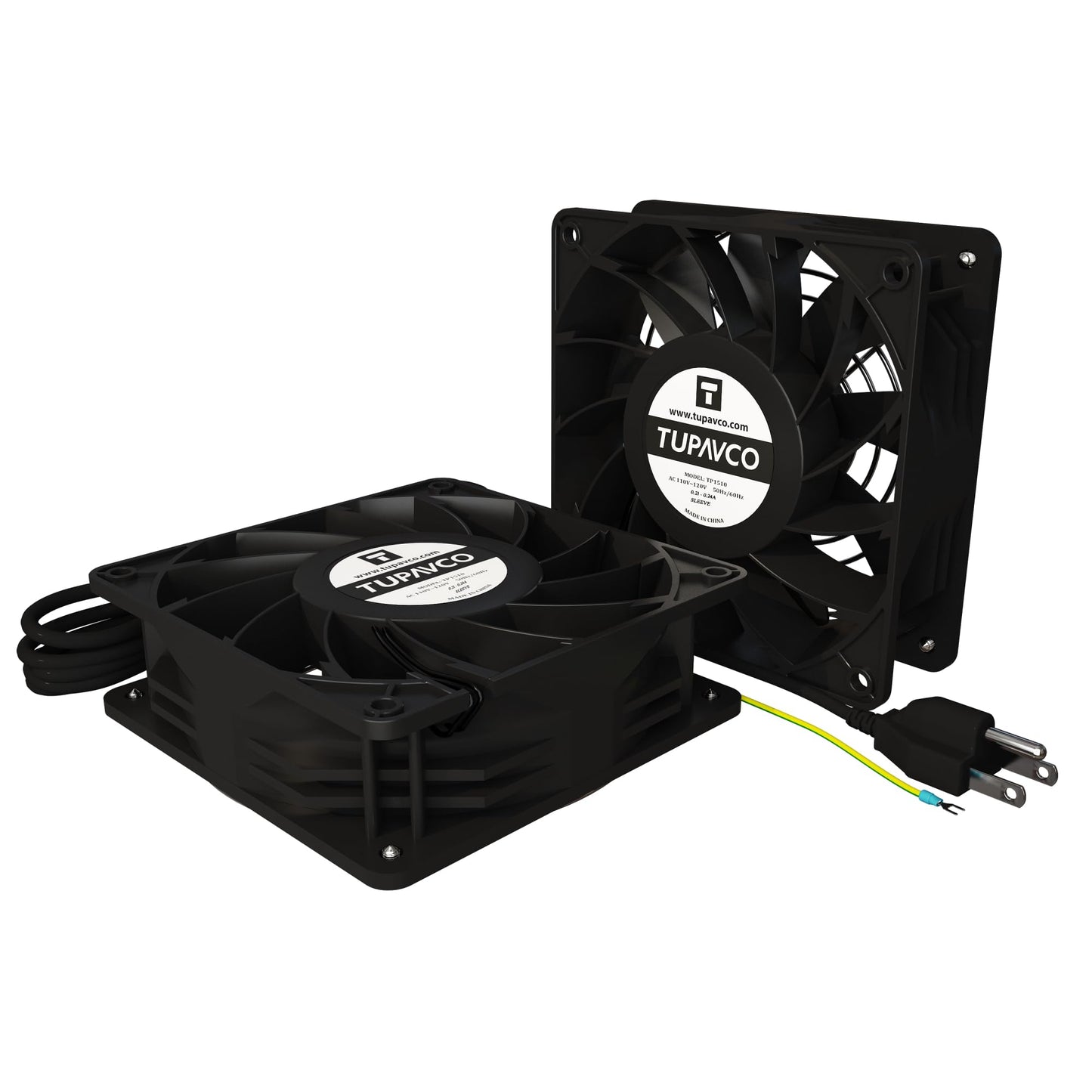 Network Cabinet Fan (Dual 2pc Kit) Server Rack Cooling (Rackmount Muffin Extra Strong Fans Pair 120mm 4in) Steel Frame Ventilation with 110V AC/Ground