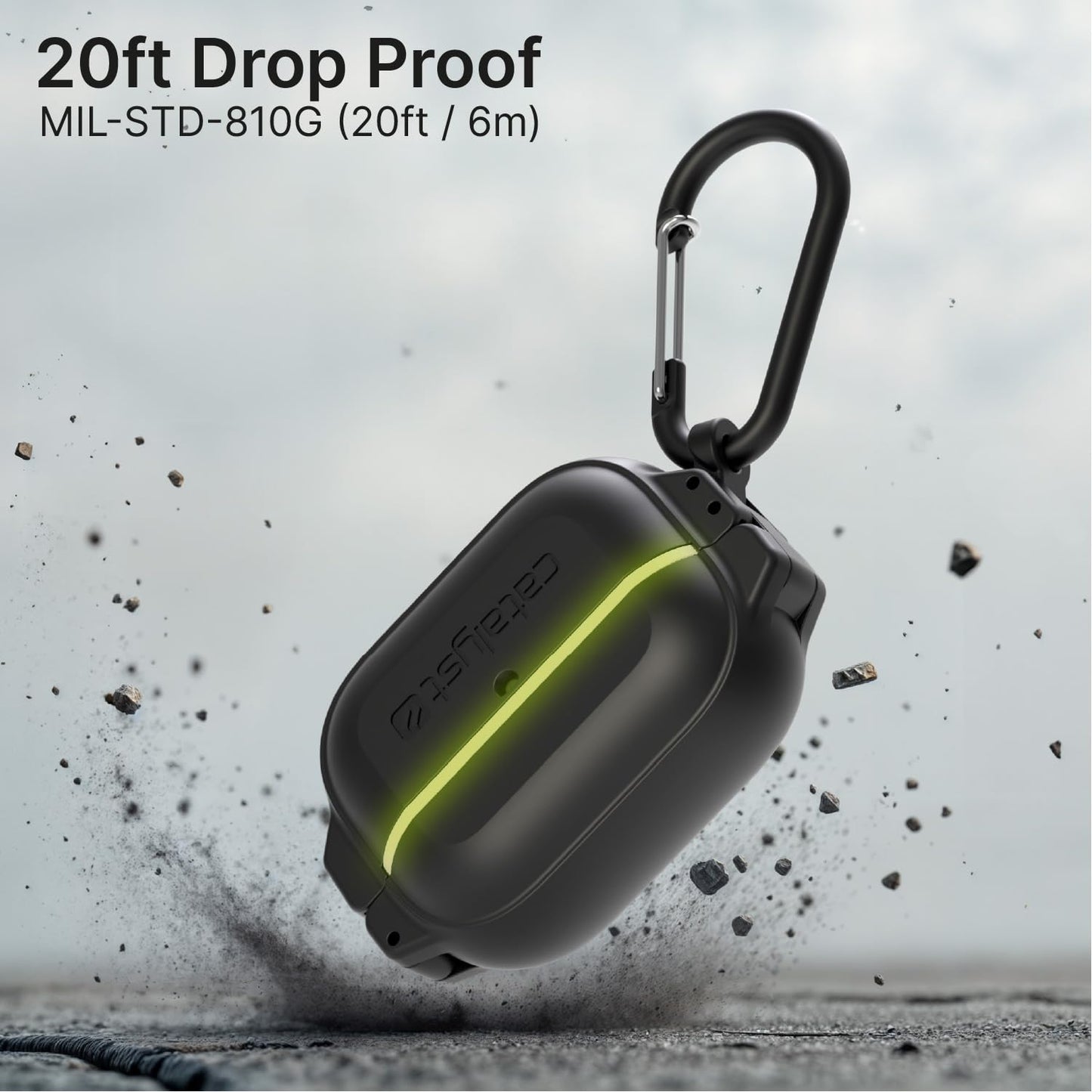 Catalyst for AirPods Pro 2nd/1st Gen Case with Secured Latch & Carabiner, IP68 Waterproof 330Ft and Military-Grade Drop Proof Total Protection Case