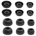 Mijusun Oval Silicone Ear Tips for True Wireless Earbuds - 6 Pairs Universal Replacement for 4.0-6.0mm Nozzle, Comfortable Secure Fit (S/M/L), Black