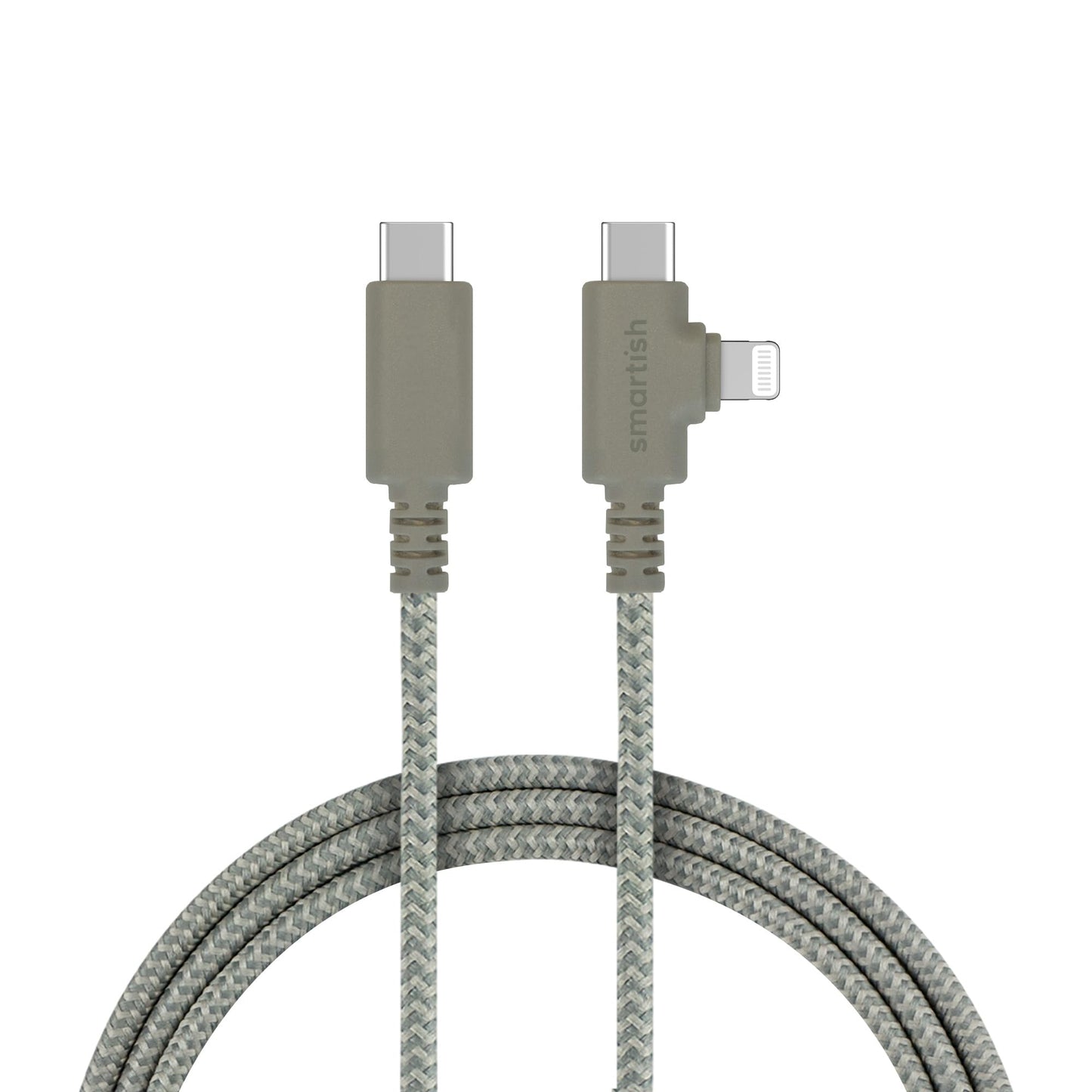 Smartish 2 in 1 USB C to USB C/Lightning Cable - Crown Joule - 6 Ft Fabric Wrapped Fast Charging Cord - for iPhone, Galaxy, Pixel - 100W Dual Fast…
