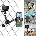 SUREWO Aluminum Fence Mount for Go pro,iPhone, Phone, DJI Osmo Action 4/3/2, Insta360,Mevo Start for Baseball Softball Tennis Recording, Cameras Net