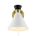 SAFAVIEH Lighting Collection Jordie Modern Black/White/Brass Downlight Wall Sconce Light Fixture, Ideal for Bathroom, Entryway, Vanity, Foyer
