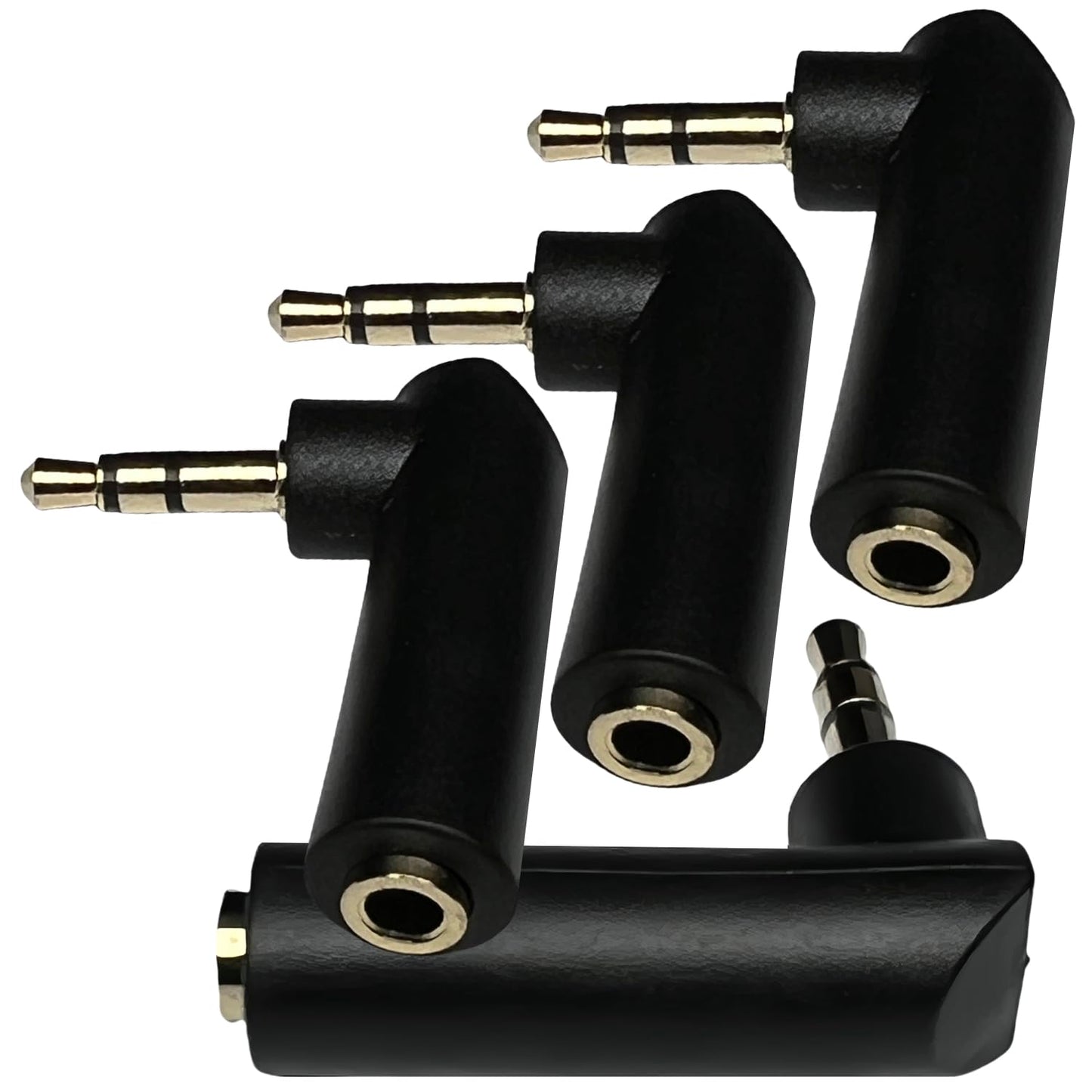 CESS 3.5mm Right Angle Male to Female Stereo Adapter, L Shape AUX Extender, Gold Plated Plug, 4 Pack
