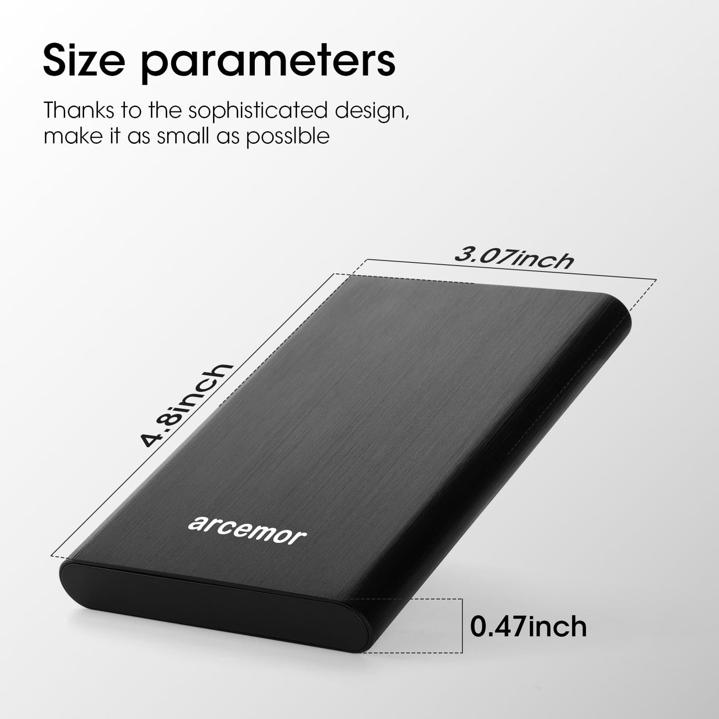 arcemor 500GB Portable External Hard Drive USB3.0 Ultra Slim 2.5" HDD for PC, Mac, Laptop, Chromebook, Xbox One (Black, 500GB)