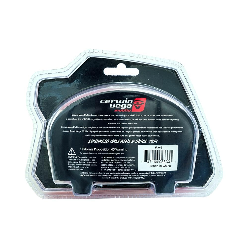 Cerwin Vega Mobile 2-Channel RCA 6 ft. Ultra Long Grain OFC Cooper Twisted Pair Single Molded Ends Split Brass Tip Cable