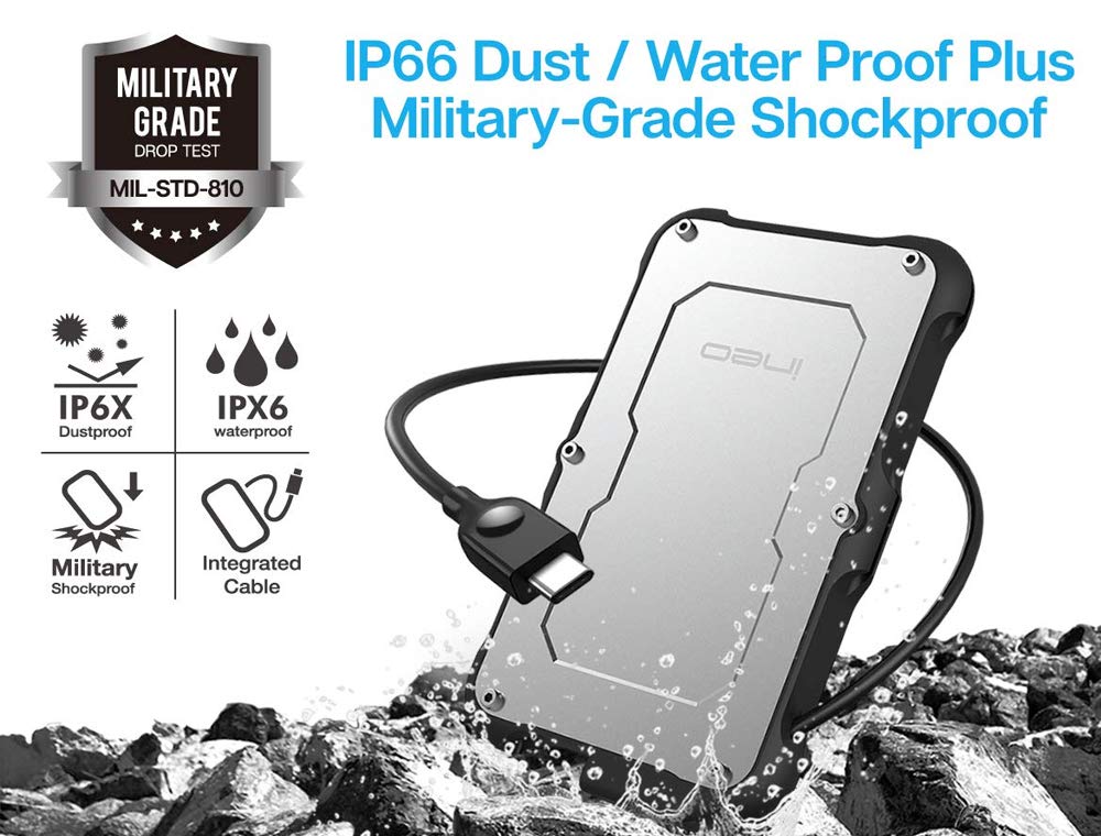 Avolusion ineo (C2580c-480G+32G) IP66 Waterproof & Military-Grade Shockproof Rugged 480GB (512GB) USB 3.1 Portable External SSD + Free 32GB USB Flash