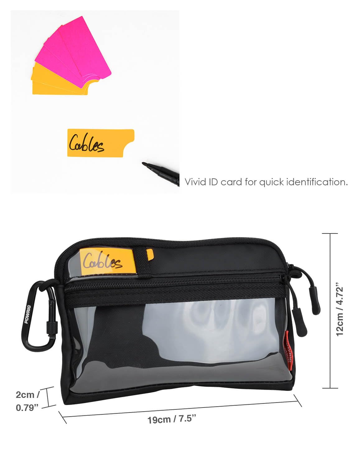 POWRIG Video Accessories Organizer Pouch with Clear Window, 900D PU Utility Bag for Camera Accessories, Cable Storage, Battery Case, Small Tool Bag