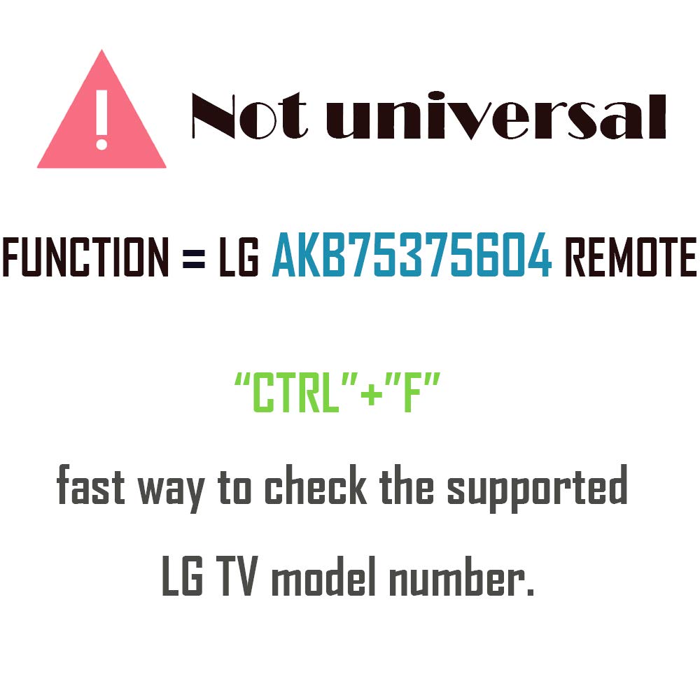 AKB75375604 Replacement TV Remote for LG TV 43UK6300PUE 32LK610BPUA 49UK6300PUE 55UK6300PUE 65UK6300PUE 75UK6570PUB 75SK8070PUA 55SK9000PUA