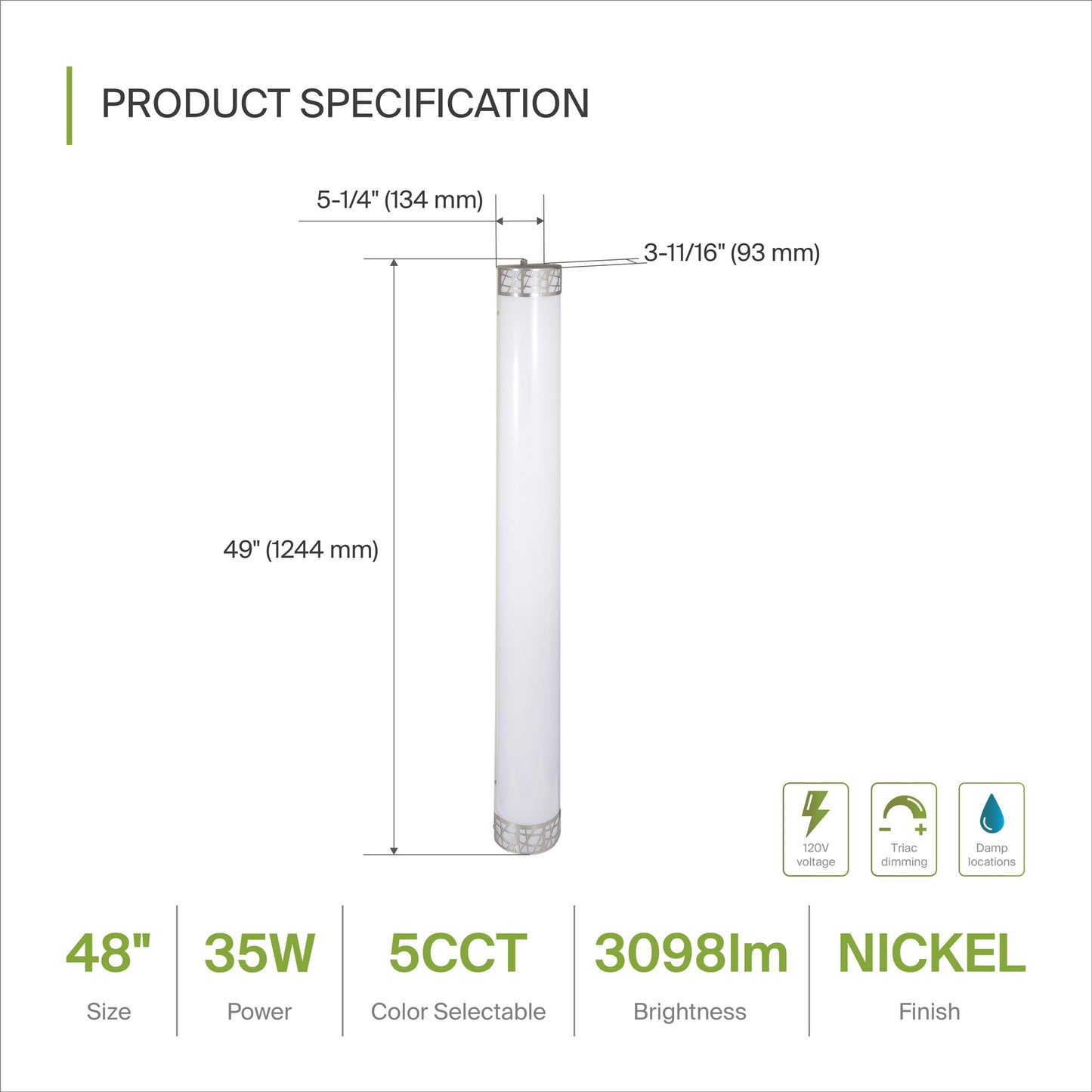 ASD 48 Inch LED Bathroom Vanity Light, 5CCT 2700K-5000K 35W, Dimmable Bathroom Light Fixtures, Modern Vanity Lights for Bathroom Lighting Fixtures