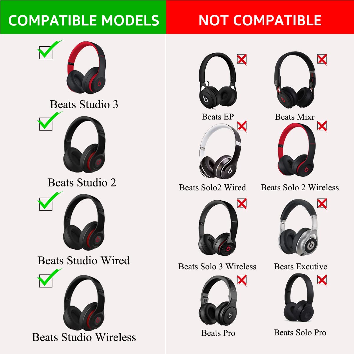 Krone Kalpasmos Beats Studio 3 Replacement Ear Pads, Premium Durable Beats Replacement Ear Pads, Beats Studio 3 earpad Replacement for Studio 2 & 3