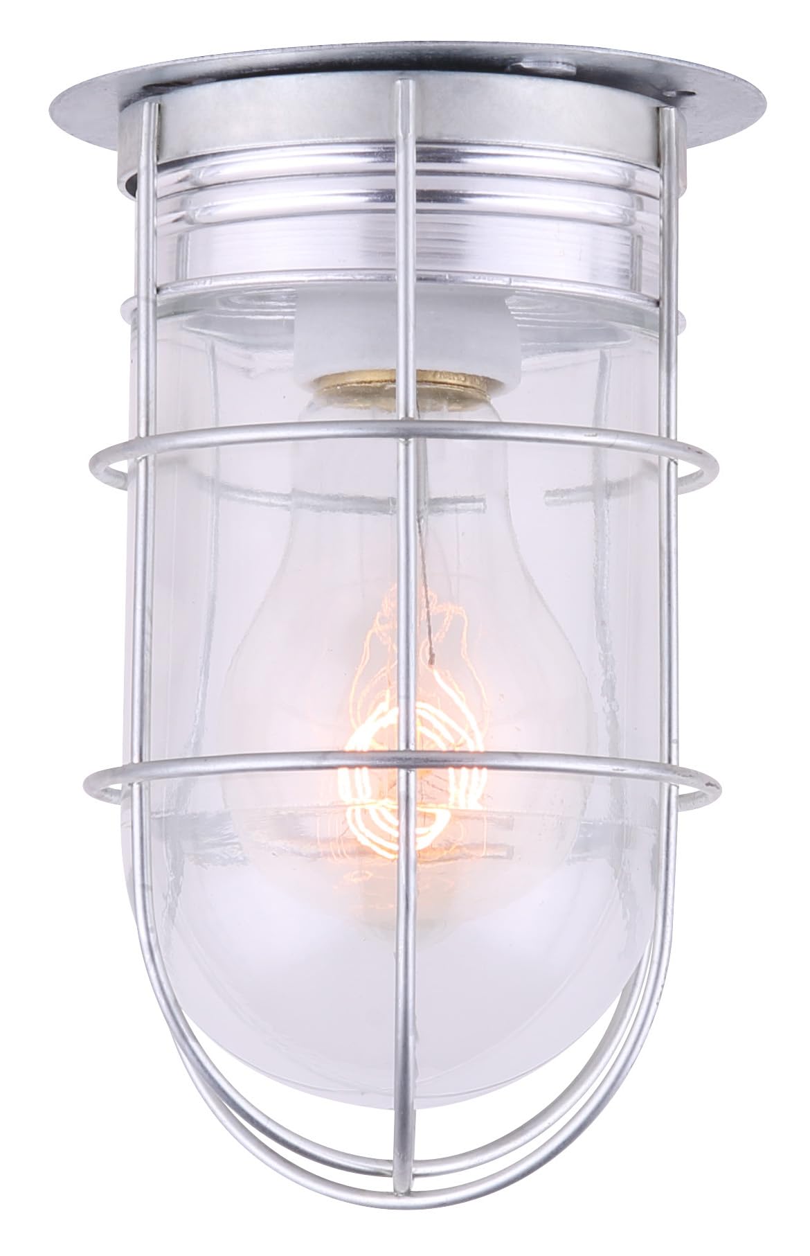 Canarm Outdoor Silver Barn Light, Industrial Wall or Ceiling Mount Sconce, 7-Inch Damp Rated Fixture for Porch, Patio, or Entryway