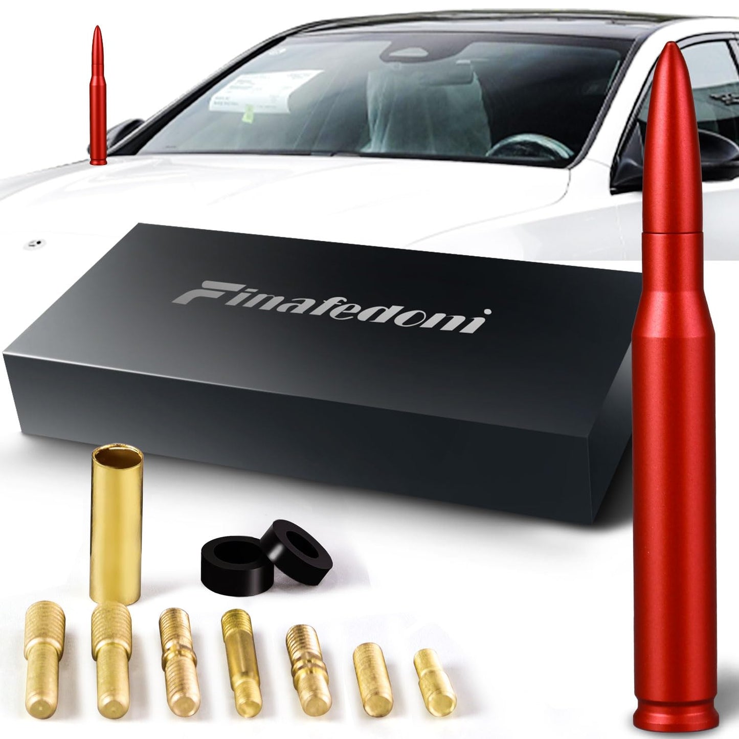 7.8in Red Car Truck Antenna Bullet Antenna Truck Accessories Silverado 1500 Ford F150 Dodge Ram 1500 GMC Sierra 1500 Ranger Short Replacement Antena
