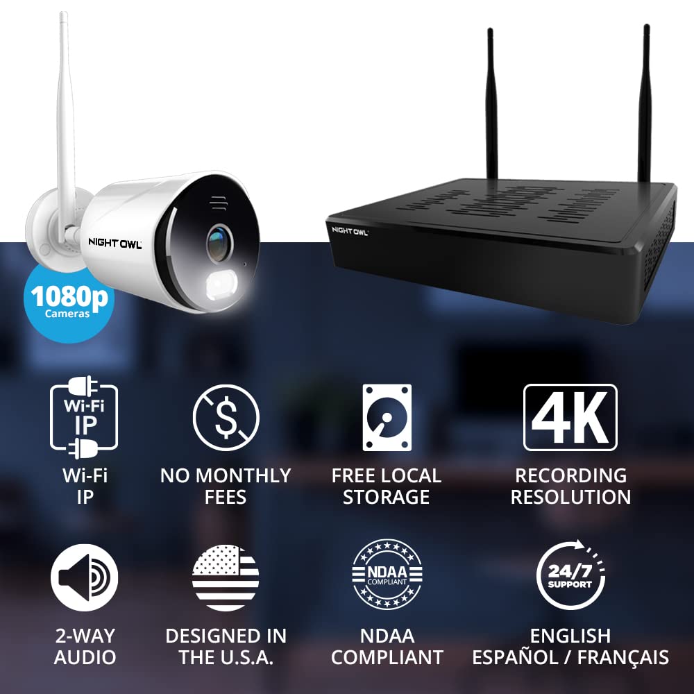 Night Owl Sp Bluetooth Video Home Security Camera System with (6) Wi-Fi IP 1080p HD Indoor/Outdoor Spotlight Cameras with 2-Way Audio and 1TB Hard