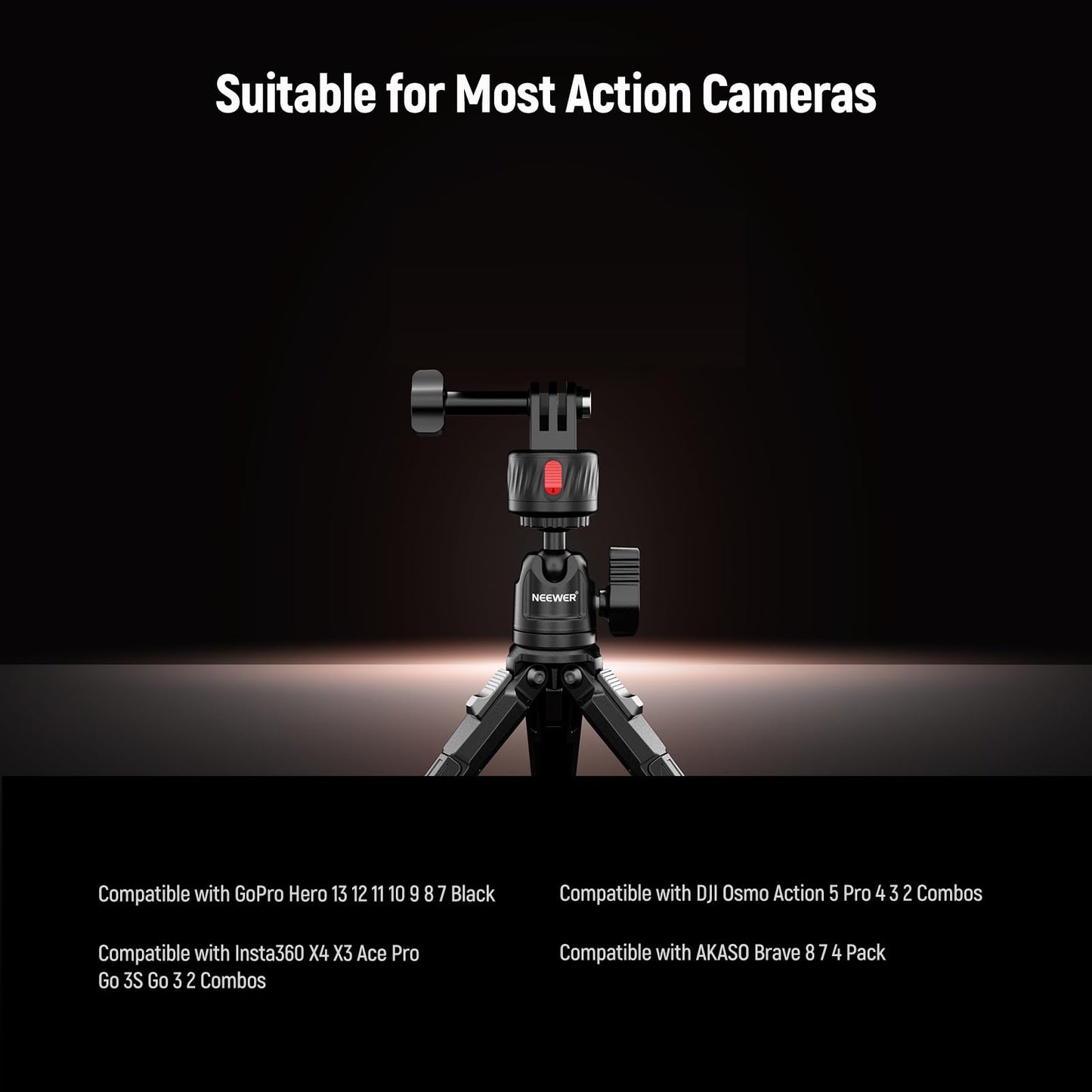 NEEWER Magnetic Action Camera Mount Kit, Compatible with GoPro Hero 13 12 11 Max DJI Osmo Action Insta360, ABS Magnetic Quick Release Mount for POV