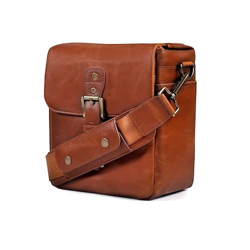 MegaGear Leather Camera Messenger Bag for Mirrorless, Instant and DSLR Cameras