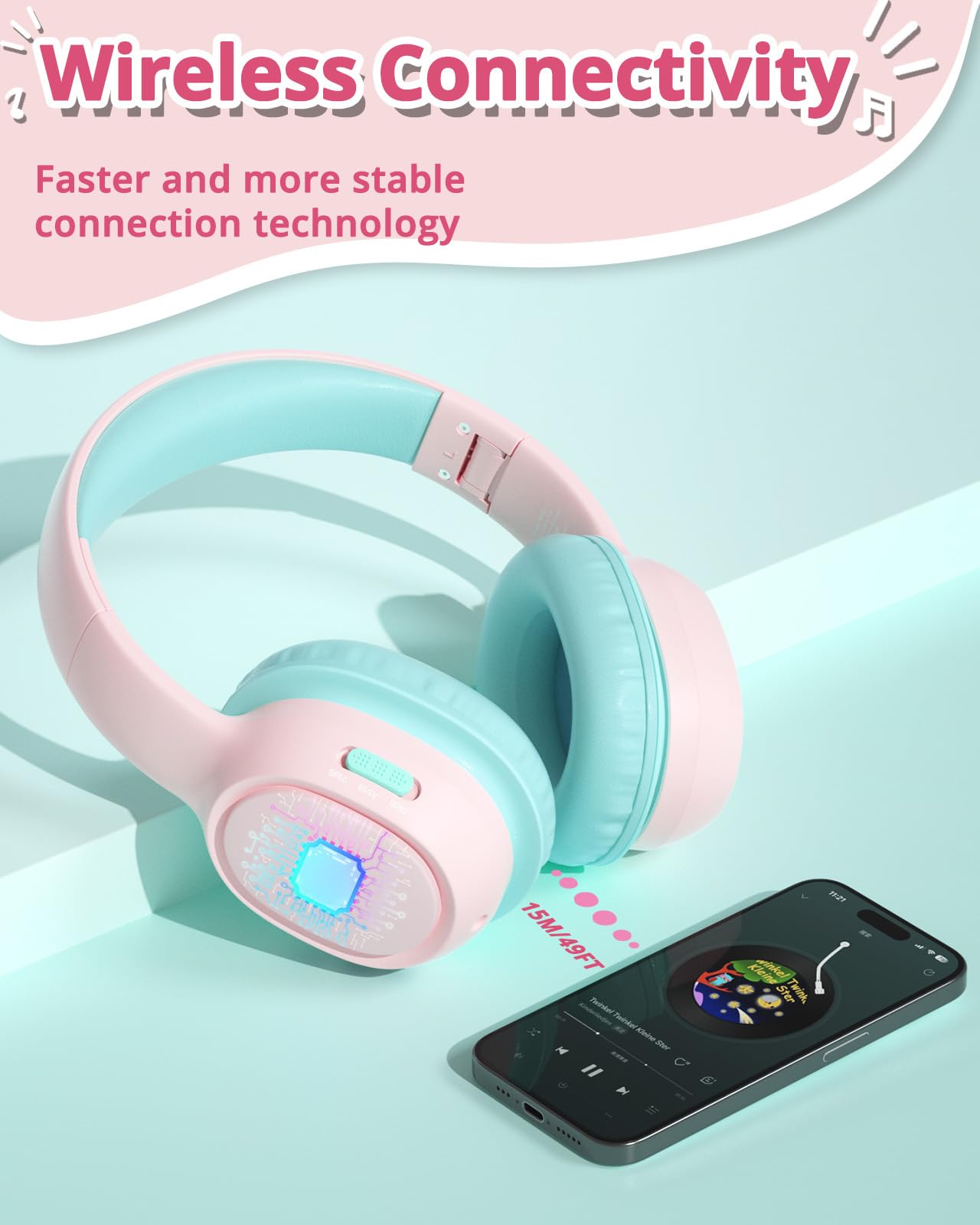 Tronsmart KH02 Kids Headphones Volume Limit 74/85/93dB, 45H Playtime, 3.5mm Jack, Foldable, Wireless Headphones with Microphone…