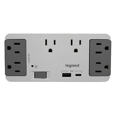 On-Q 6 Outlet Enclosure Surge Protector with One USB-A and One USB-C