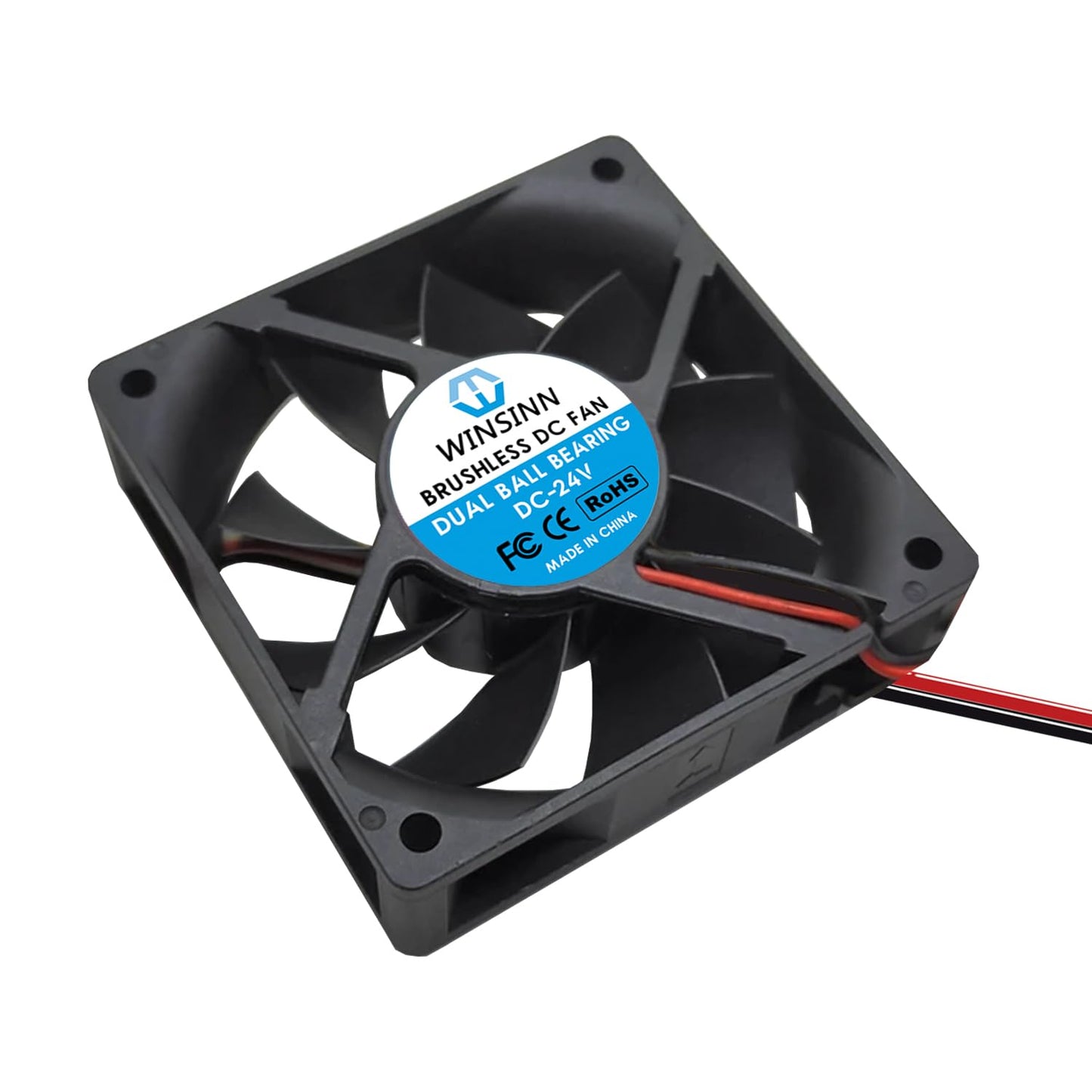 WINSINN DC 70mm Fan 24V 7020 Dual Ball Bearing Brushless Cooling 70x20mm 2PIN (Pack of 2Pcs)