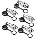 DIYhz GX12 5 Pins Panel Metal Mount Circular Metal Aviation Connector Adapter Male Female Plug Socket with Waterproof Cap (5 Pcs)