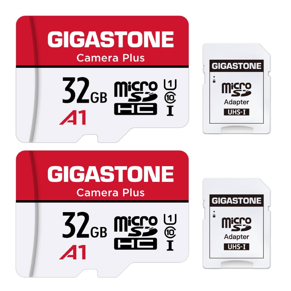 GIGASTONE 32GB Micro SD Card 2-Pack, Camera Plus, MicroSDHC Memory Card for Wyze Cam, Security, Roku, Full HD Video Recording, UHS-I U1 A1 Class 10