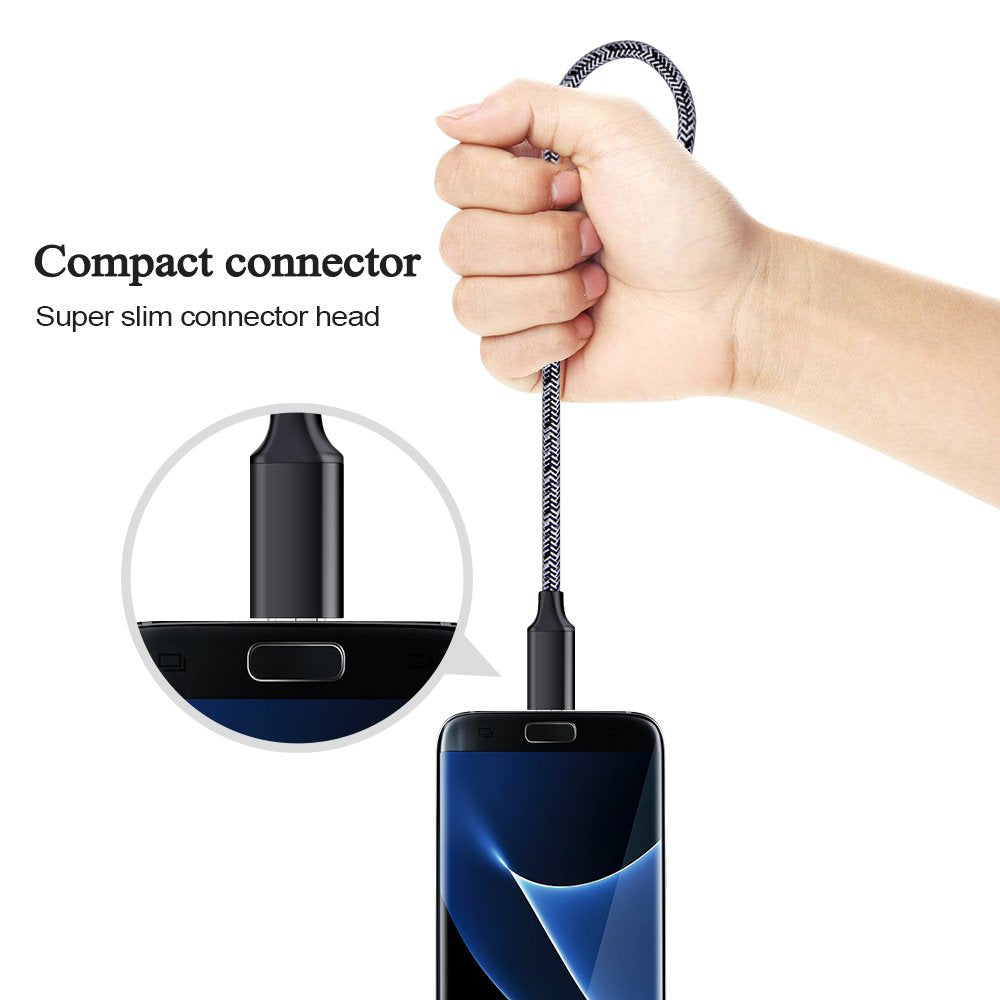 Short Micro USB Cable 2-Pack, 1.6+3FT Phone Charger Power Cords Android Fast Charging Cables Compatible with Samsung Galaxy J7 S6 S7 Edge J3,Note 3 4