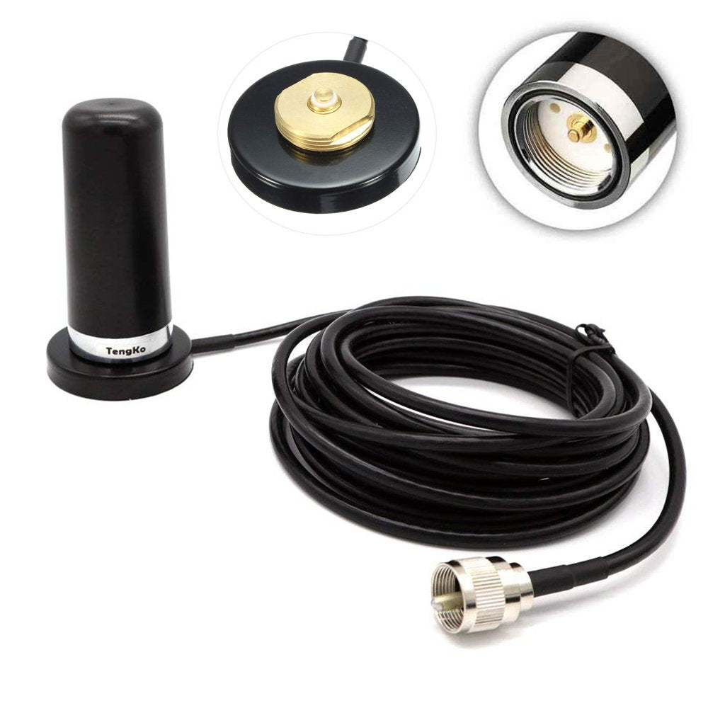TengKo NMO Dual Band High Gain Antennas for CAR Mobile Radio UHF VHF 400-470 136-174MHZ and Mount Magnetic Base for Mobile Radios PL259 Connector (NMO