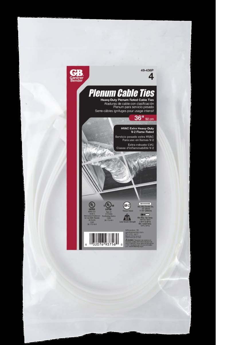 ECM INDUSTRIES LLC 49-448P Plenum Cable Ties, Heavy-Duty, 48-in, 4-Pk. - Quantity 1