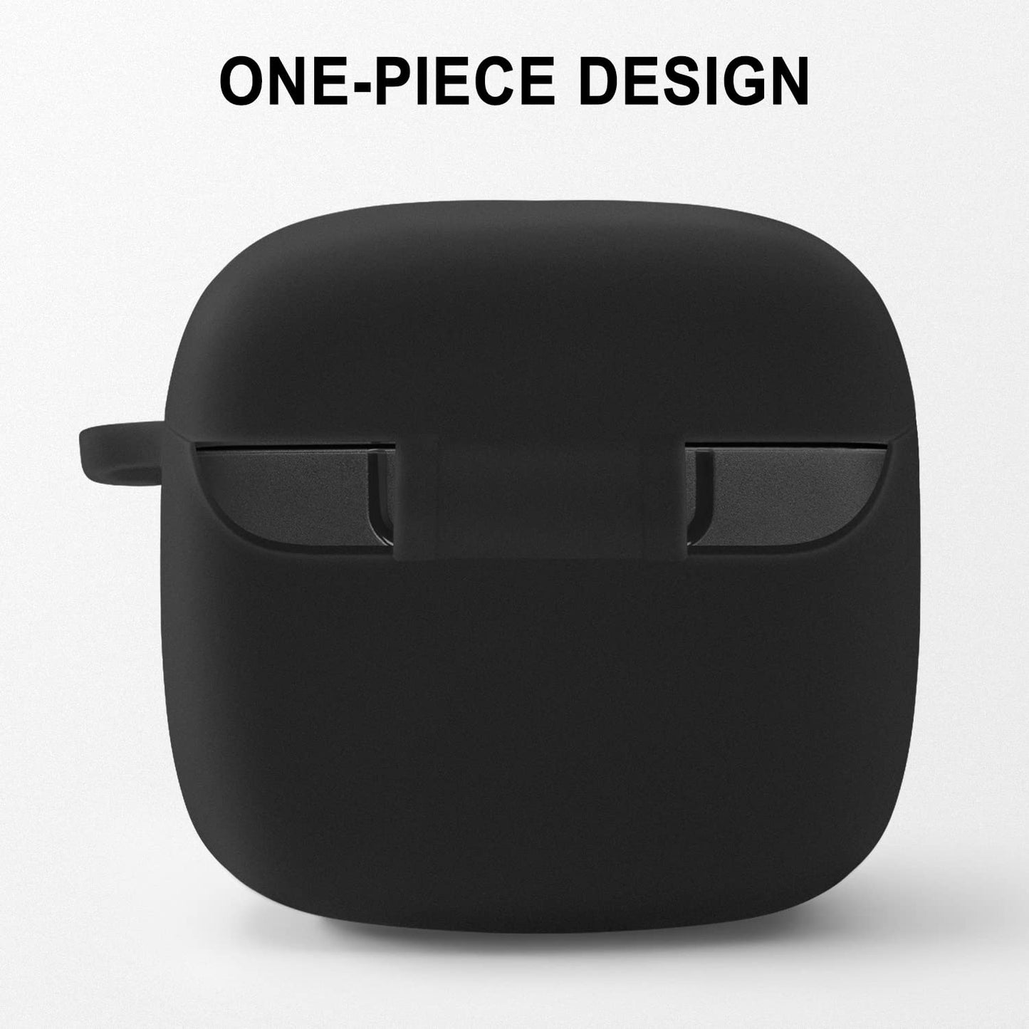 Geiomoo Silicone Case for JBL Tune Flex, Protective Cover with Carabiner (Black)