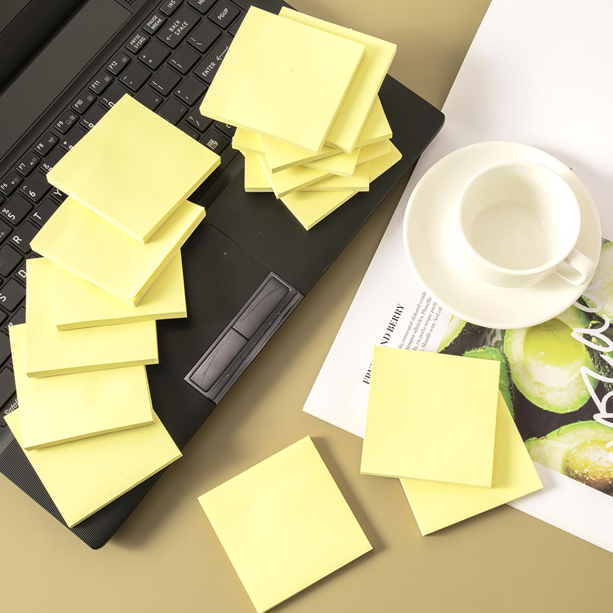 (24 Pads) Sticky Notes 3x3 in Yellow, Strong Adhesive, Clean Removal, Recyclable, Self-Stick Pads, Easy to Post for Home, Office, Notebook