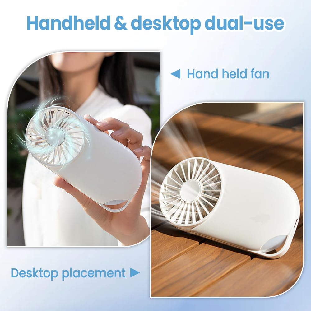 DONGKER USB Handheld Fan,4 Speed Personal Cooling Fan 1200mAh Battery for Summer, Travel, Bedroom, Car, Outdoor, Kitchen
