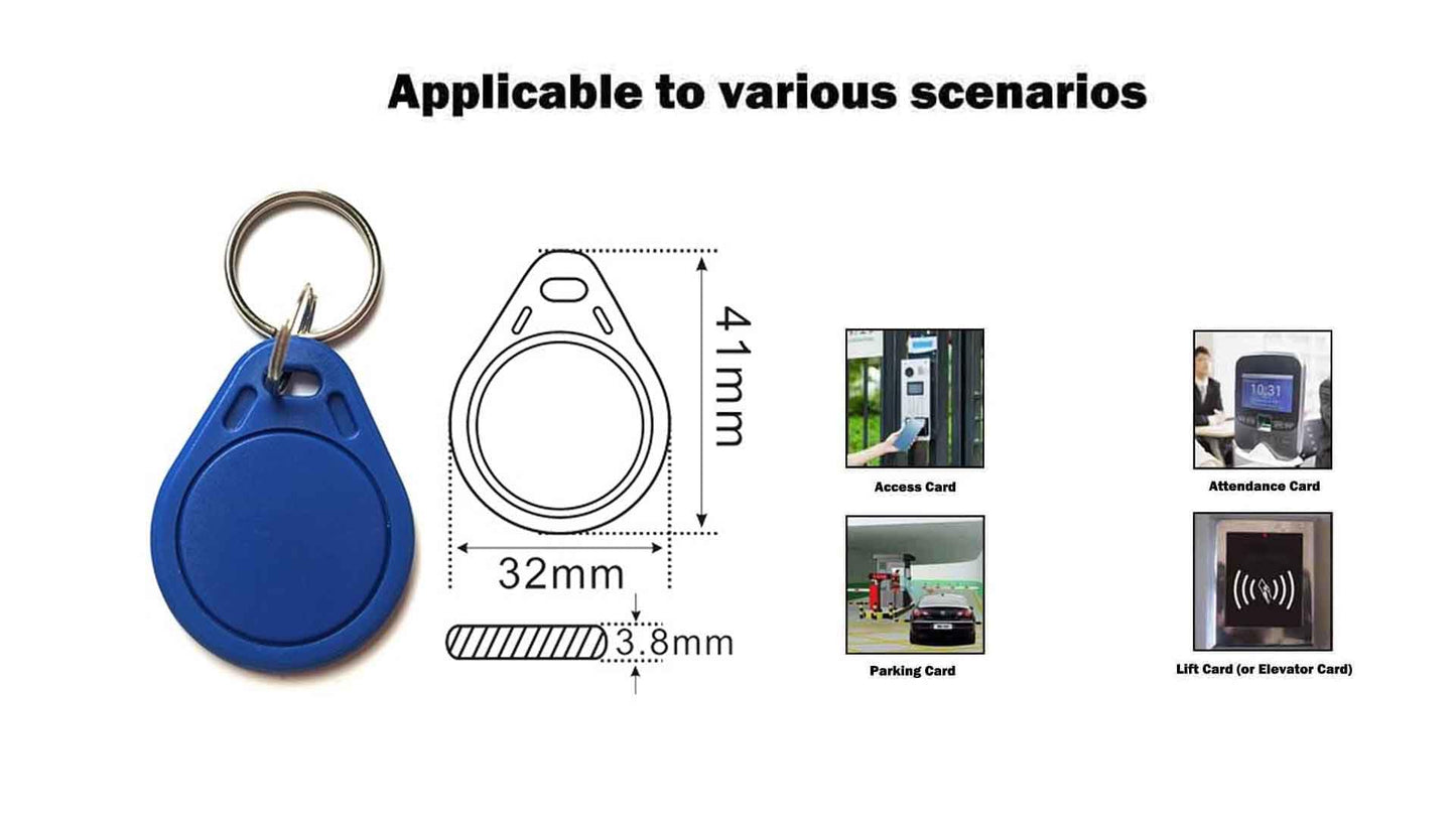 13.56MHz RFID TT Lock Key Fob Proximity IC Card ISO14443A Token Tag for Electronic Smart Door Lock, Compatible with Classic 1K Card M1, Read Only
