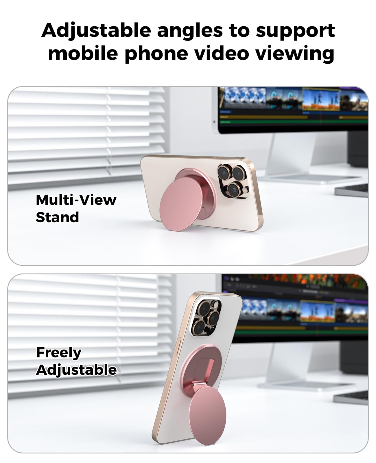 KERZEAT Two-Sided Magnetic Phone Ring Holder for MagSafe, Magnetic Cell Phone Grip Stand Finger Ring Kickstand Compatible with iPhone