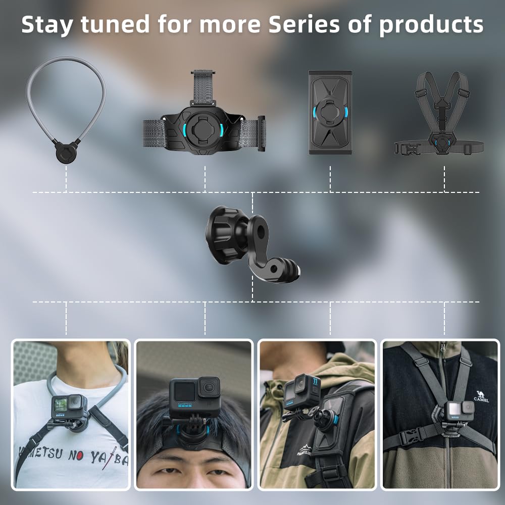 SUREWO Magnetic Neck Mount Necklace Holder for Gopro, POV Selfie Necklace Holder Lanyard Body Strap Mount Compatible with GoPro Hero 13/12/11/10/9/8/7