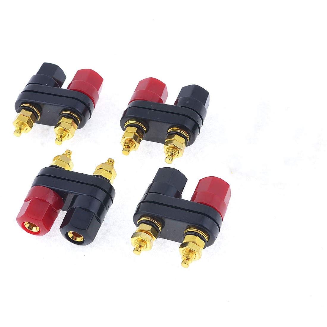 bnafes 4Pcs Banana Plug Jack Female Socket Gold Plated Terminal Binding Post Dual 4mm Banana Plugs Connector for Speaker Amplifier Terminal