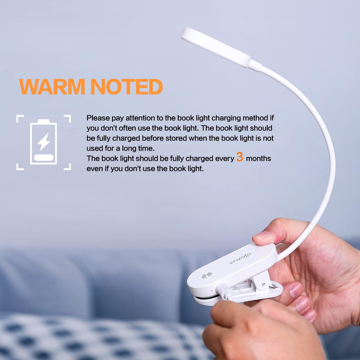 VAVOFO Rechargeable Book Light, 14 LEDs Eye Care Clip On Amber Reading Light for Bookworms Reading in Bed with 9 Colors 9 Brightness (White)