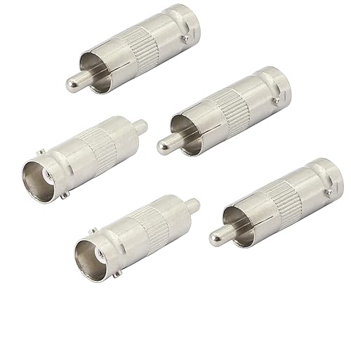 PNGKNYOCN BNC to RCA Plug,BNC Female Jack to RCA Male Plug Adapter Straight Connector,for CCTV Security Camera(5-Pack)