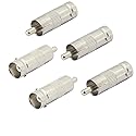 PNGKNYOCN BNC to RCA Plug,BNC Female Jack to RCA Male Plug Adapter Straight Connector,for CCTV Security Camera(5-Pack)