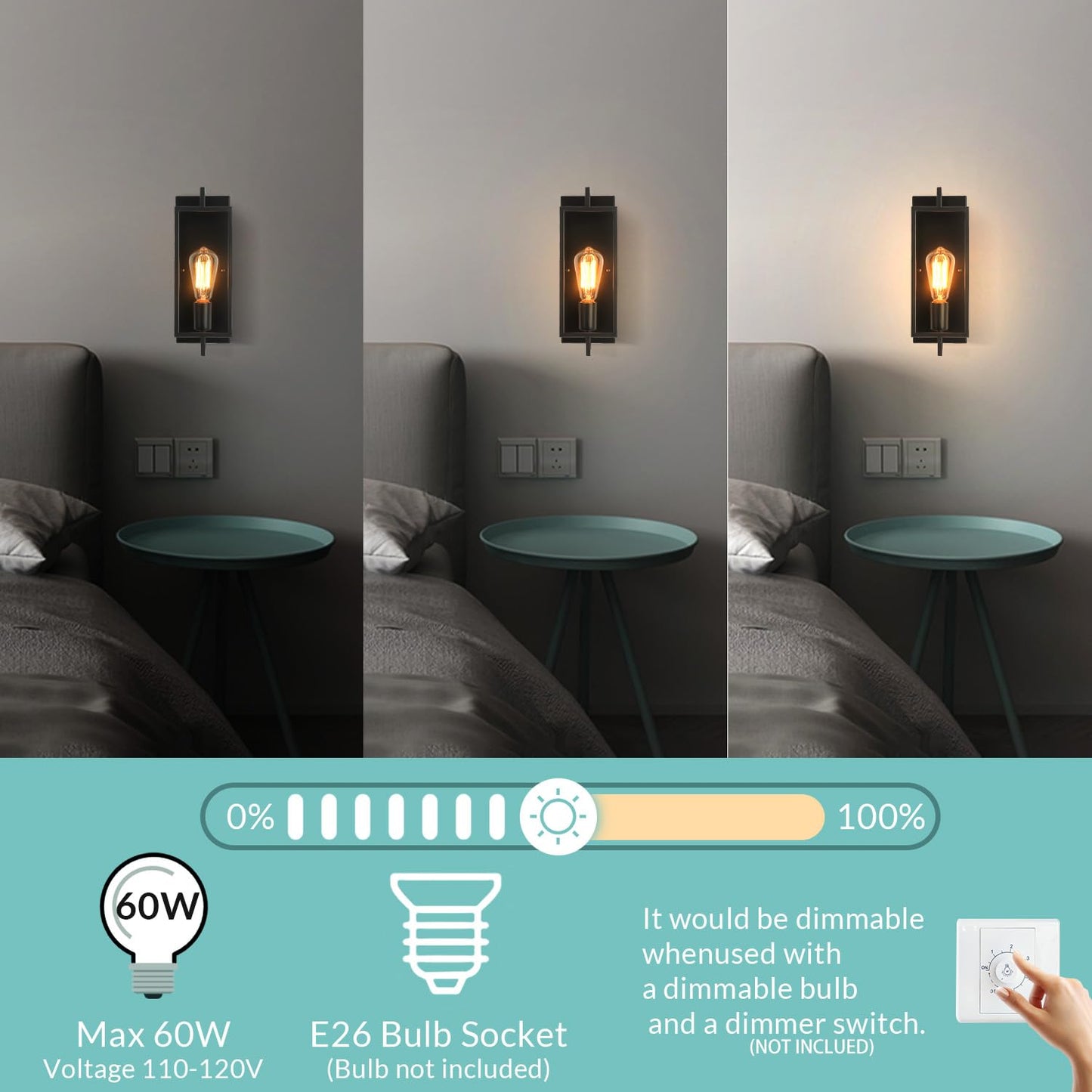 PUUPA Black Wall Sconce Lighting, Single Light Bathroom Vanity Light fixtures Modern Indoor Farmhouse Wall Lights