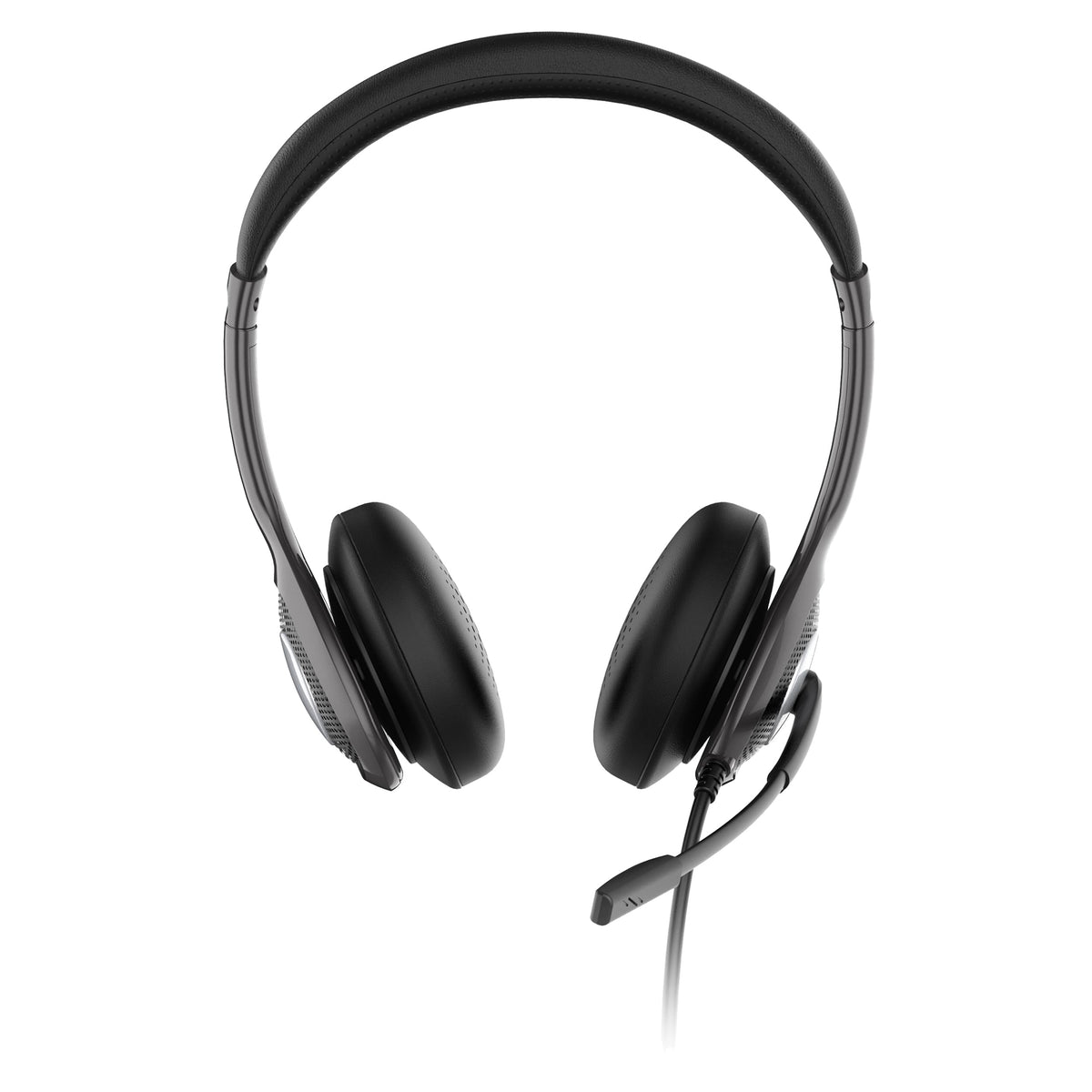 Connect USB Stereo Headset with Boom Microphone - Noise Reduction Mic- Protein Leather Ear Cushions - in-Line Volume Controls - Mute Button - Black