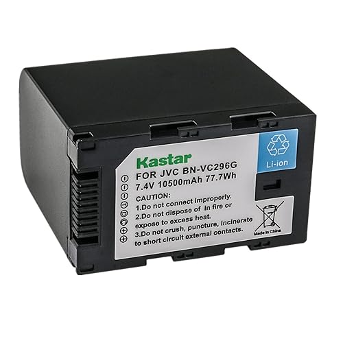 Kastar 1-Pack BN-VC296G 7.4V 10500mAh Li-ion Battery Replacement for JVC BN-VC264G BN-VC296G Battery, JVC AA-VC20 AA-VC20E AA-VC20U Battery Charger