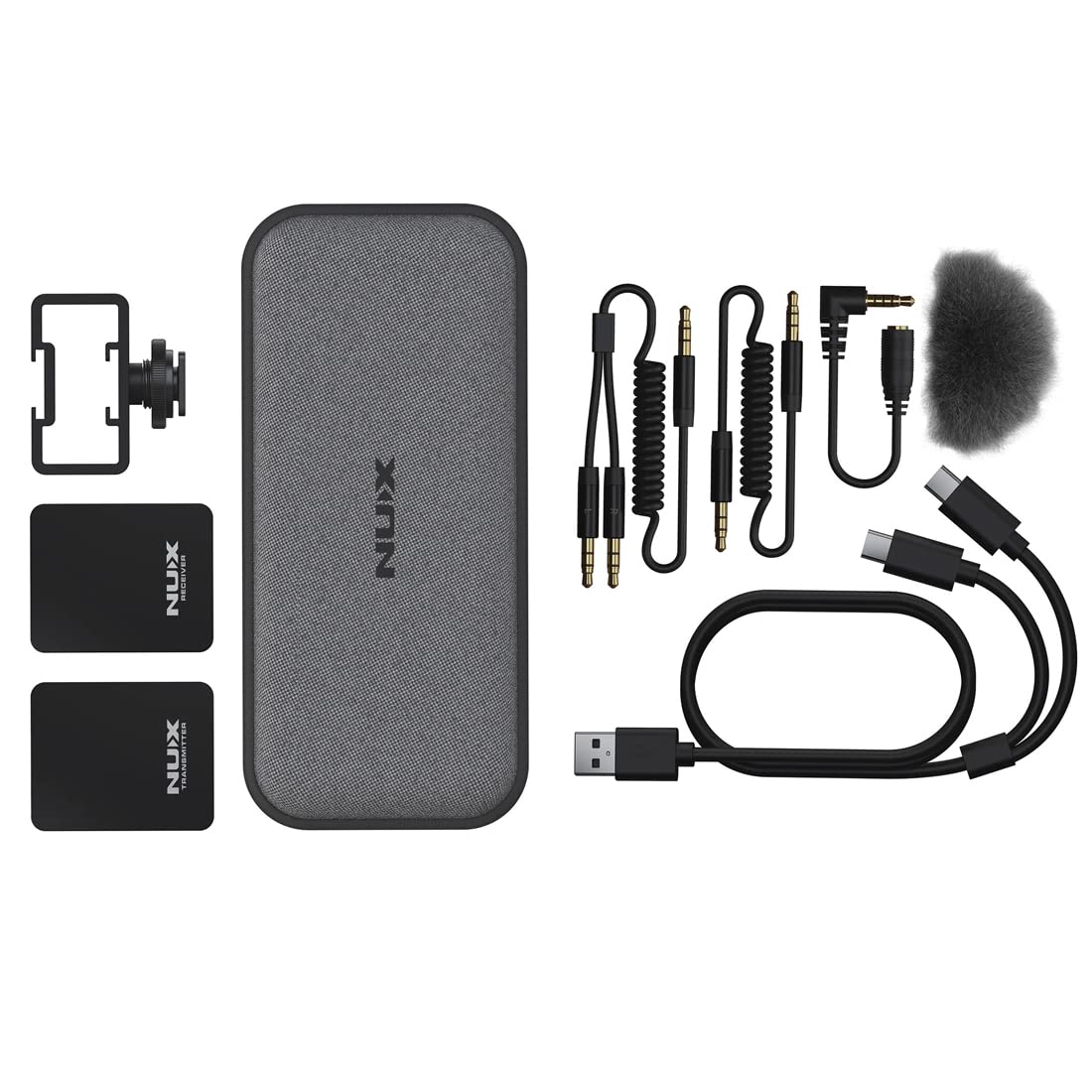NUX B-10 Vlog Camera Wireless Microphone System, Wireless Lavalier Lapel Microphone System for Vlog Shooting, Live broadcasts