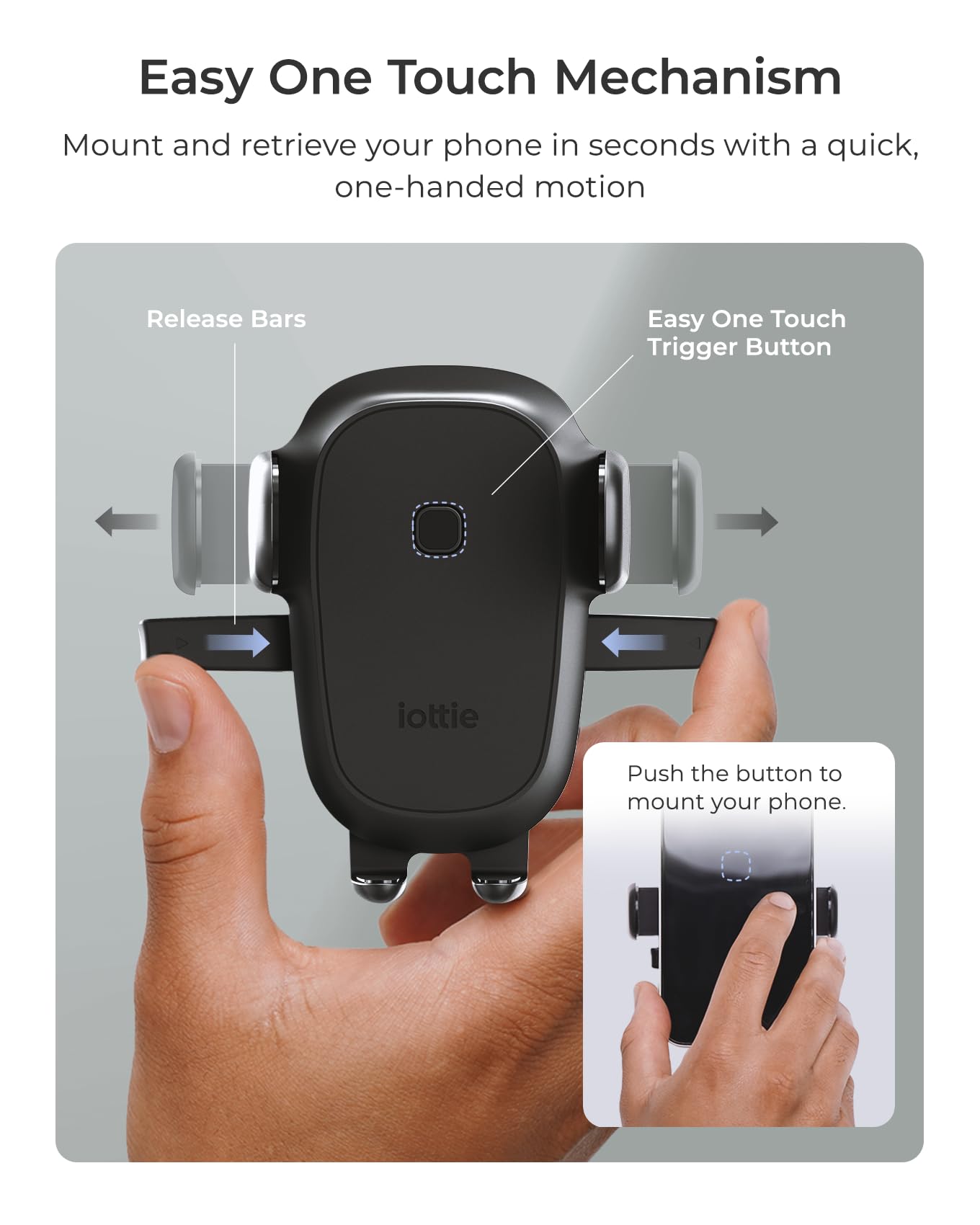 iOttie Easy One Touch Wireless 3 Air Vent Car Mount, Qi Fast Charging Phone Holder, One-Handed Auto Clamp, Secure Vent Clip, Adjustable Viewing
