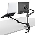 Viozon Monitor and Laptop Mount, 2-in-1 Adjustable Dual Arm Desk Mounts Single Desk Arm Stand/Holder for 17 to 32 Inch LCD Computer Screens, Extra