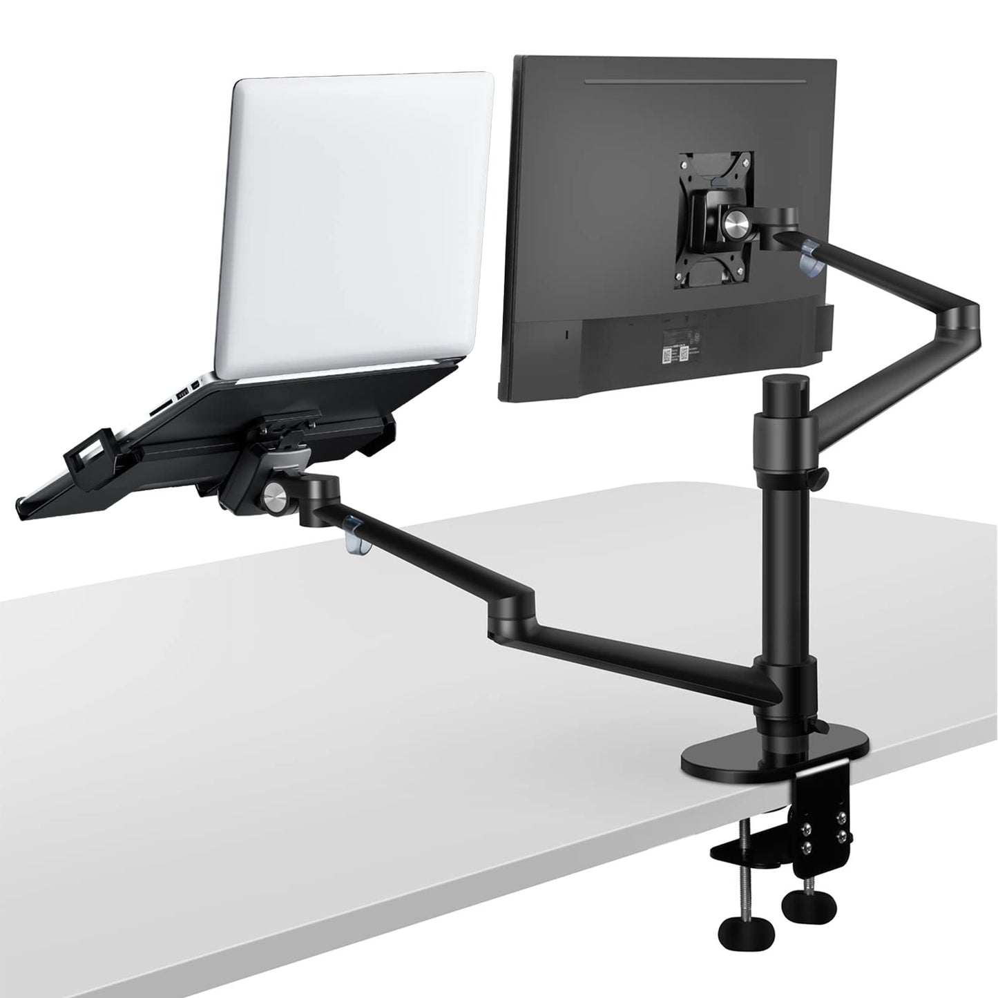 Viozon Monitor and Laptop Mount, 2-in-1 Adjustable Dual Arm Desk Mounts Single Desk Arm Stand/Holder for 17 to 32 Inch LCD Computer Screens, Extra