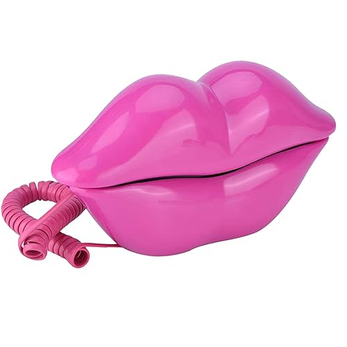 Lip Telephone, Advanced Home Telephone, Interesting Mouth Lip-Shaped Telephone, Funny Rose Red Lip Plastic Telephone Cable, Wire Phone Home