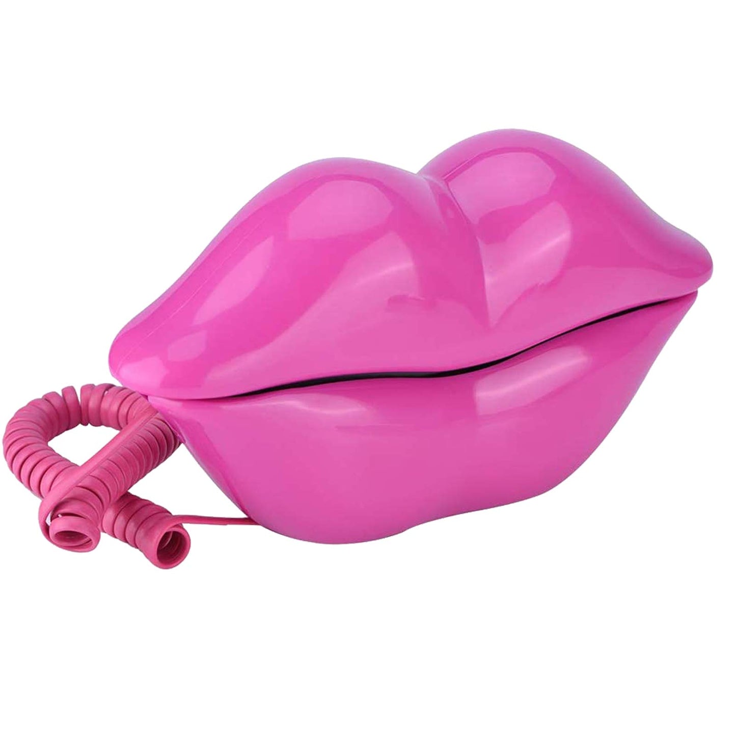 Lip Telephone, Advanced Home Telephone, Interesting Mouth Lip-Shaped Telephone, Funny Rose Red Lip Plastic Telephone Cable, Wire Phone Home